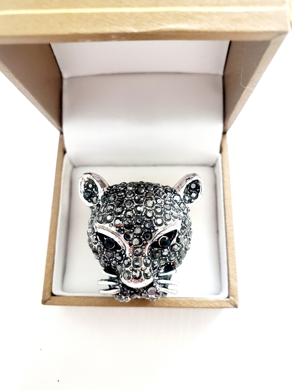 Crystal Pave Panther Ring - Black and Silver